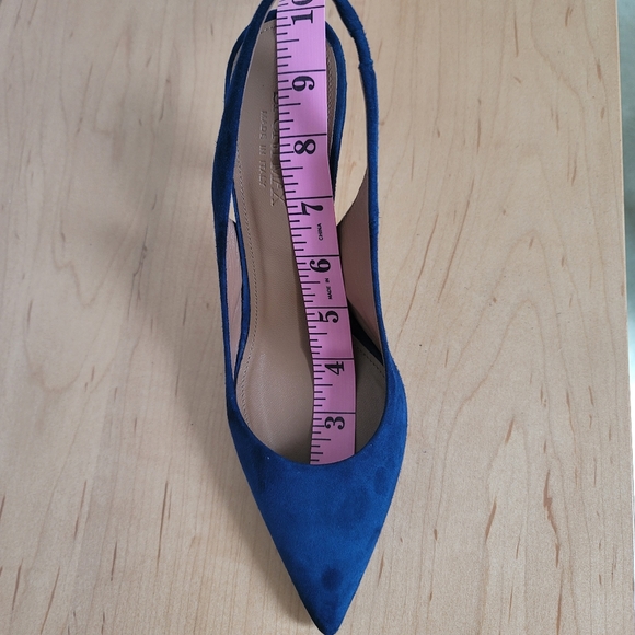 Sportmax by Max Mara Navy Leather Suede Slingback Stiletto Pump Size EU 37.5 - Picture 7 of 17